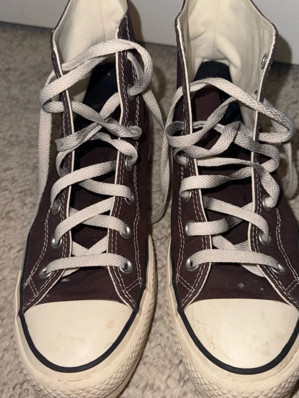 Converse High Top Sneakers - Burgundy with Cream Accents - Picture 4 of 6